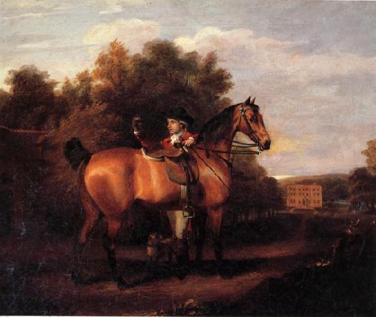 Henry Walton A Gentleman,Said to Be mr Richard Bendyshe with his Favorite Hunter in a Landscape oil painting image